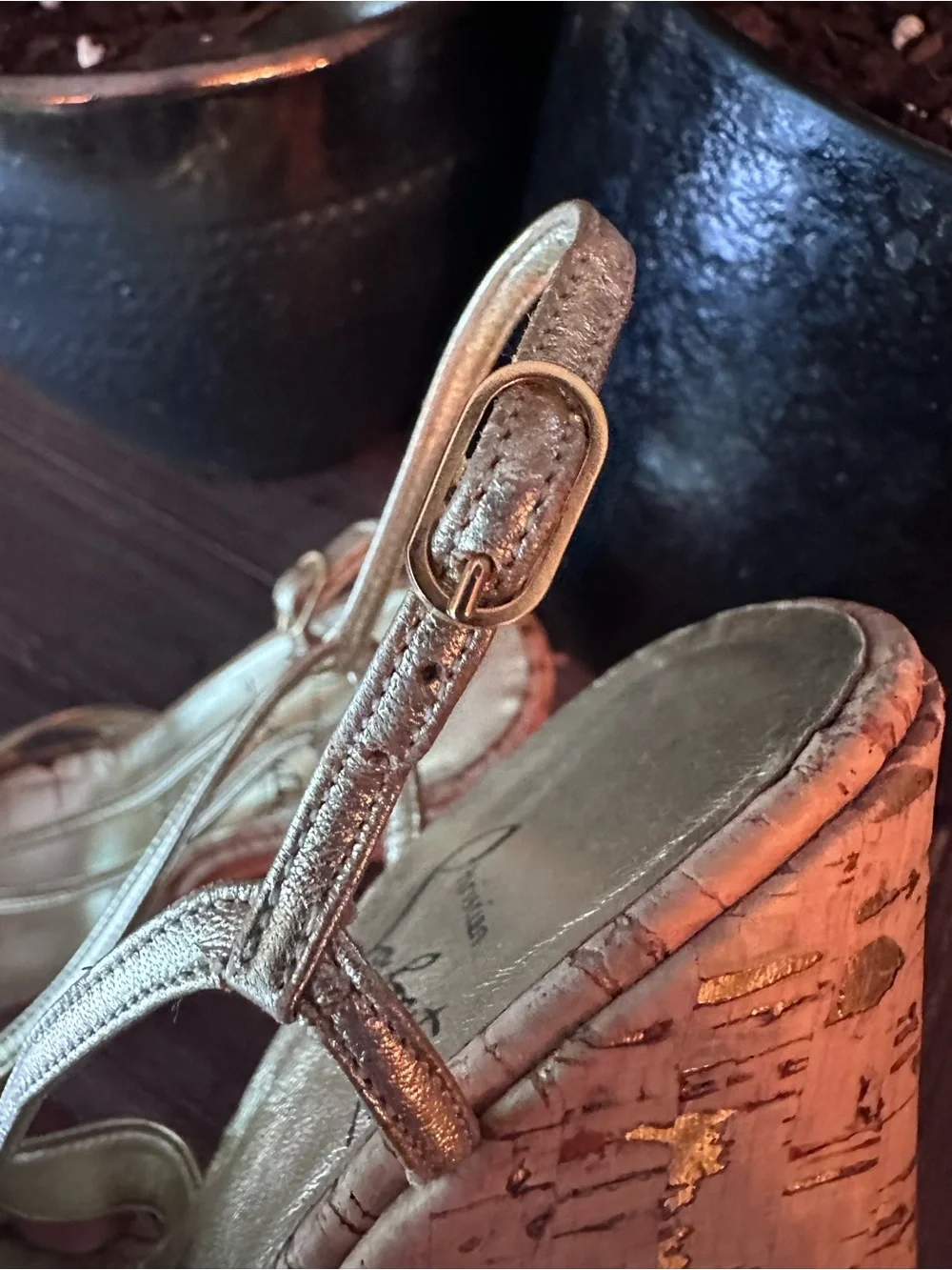 Christian Louboutin Metallic Gold Wedges - Picture 8 of 10